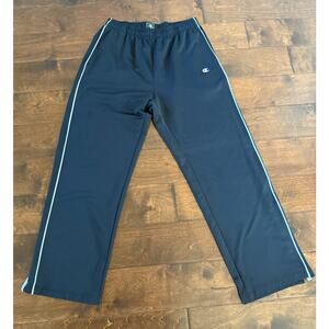 Champion Mens Track Pants Black White Drawstring Waist Pockets Classic Rise M